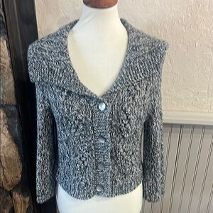 Express Gray Cropped Cardigan Sweater